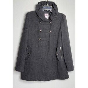 Candies Women’s Military/Marching Band Wool Blend Button Front Gray Coat Sz M